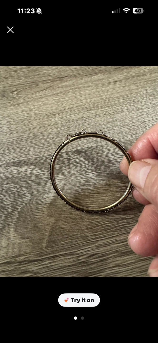 Gold-tone Bangle Bracelet with Rhinestones