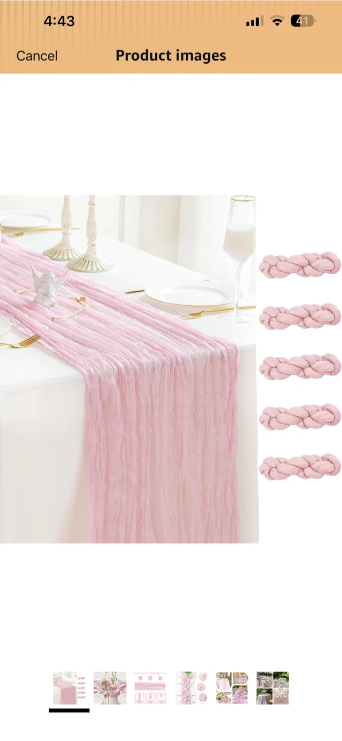Cheesecloth Table Runner - Pink5 pack 10ft