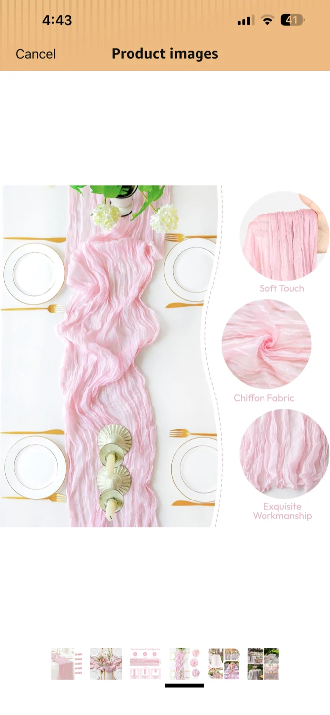 Cheesecloth Table Runner - Pink5 pack 10ft - photo 4