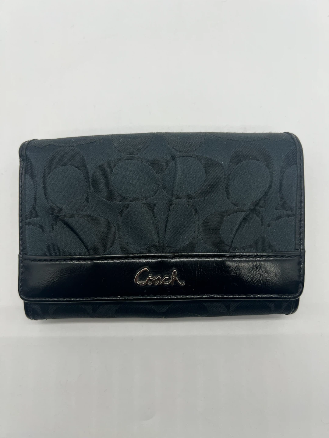 Coach Y2K Vintage Black Monogram Compact Wallet