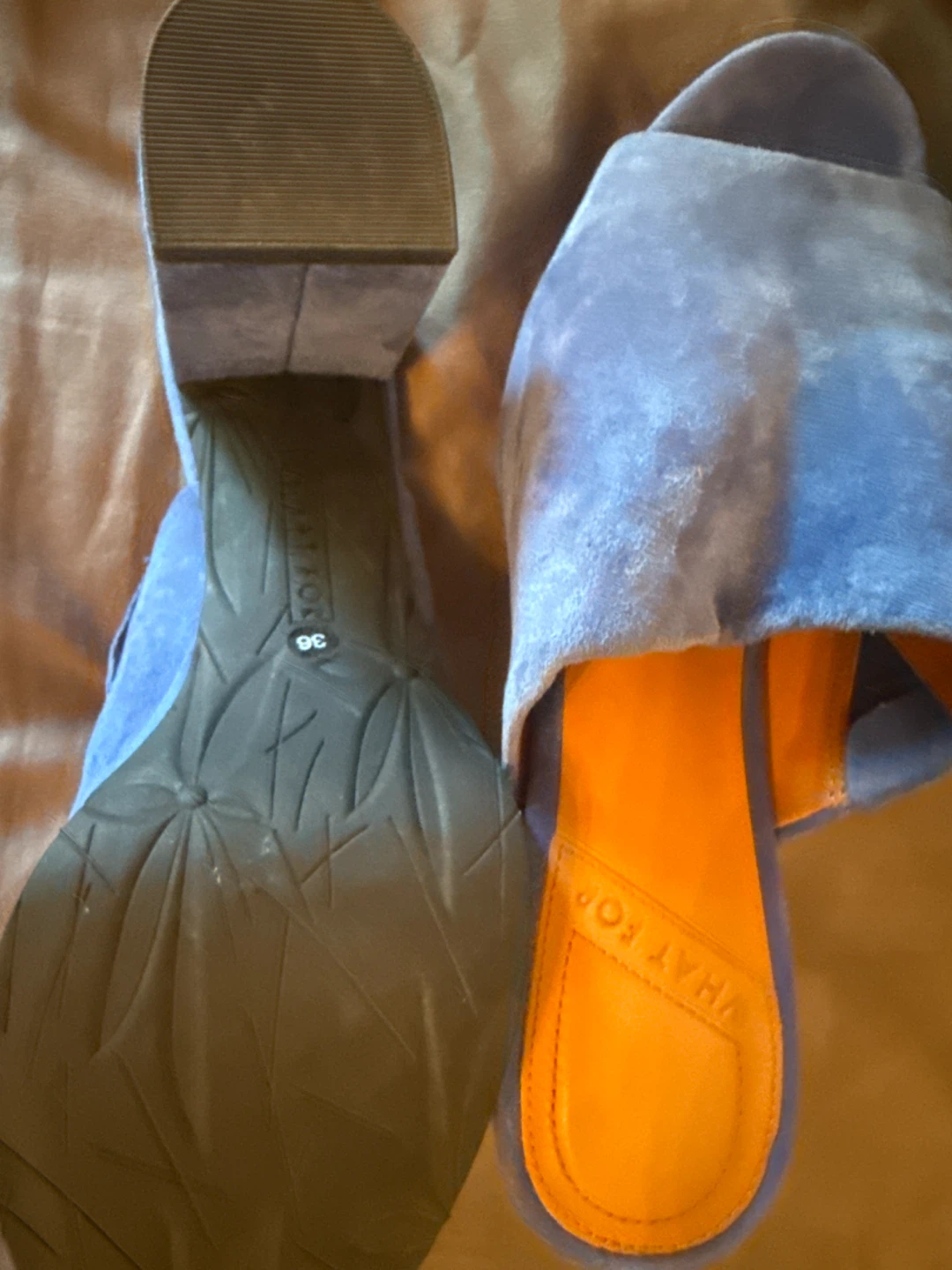 WHAT FOR? Blue Suede Platform Mules Size 36 - photo 2