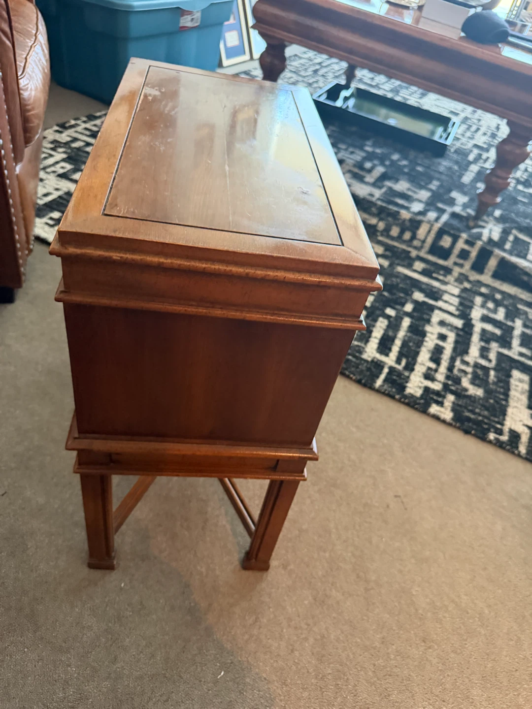 Wooden Storage Chest Side Table