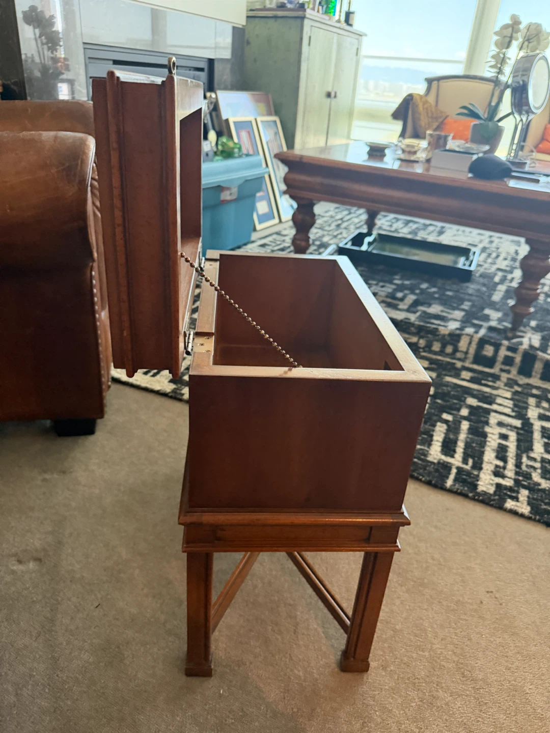 Wooden Storage Chest Side Table - photo 4