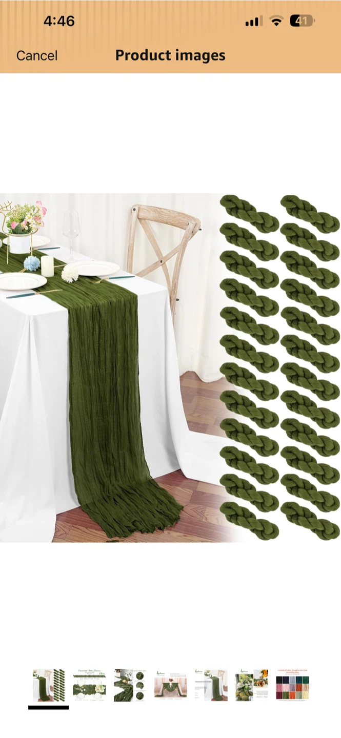 18 Cheescloth Table Runner - Olive Green