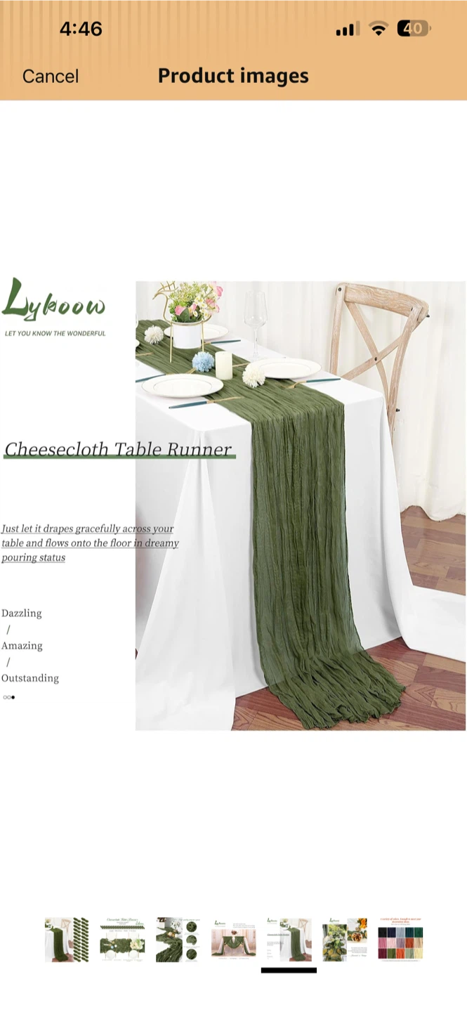 18 Cheescloth Table Runner - Olive Green - photo 4