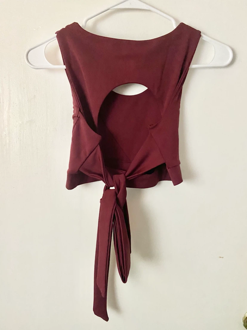 Sports Bra Super Cute Burgundy Tie Back - photo 2
