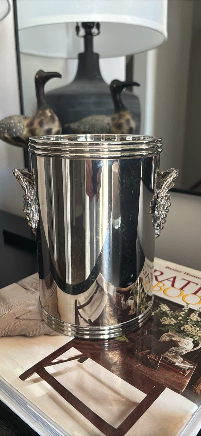 Silver Plated Ice Bucket with Grape Detail