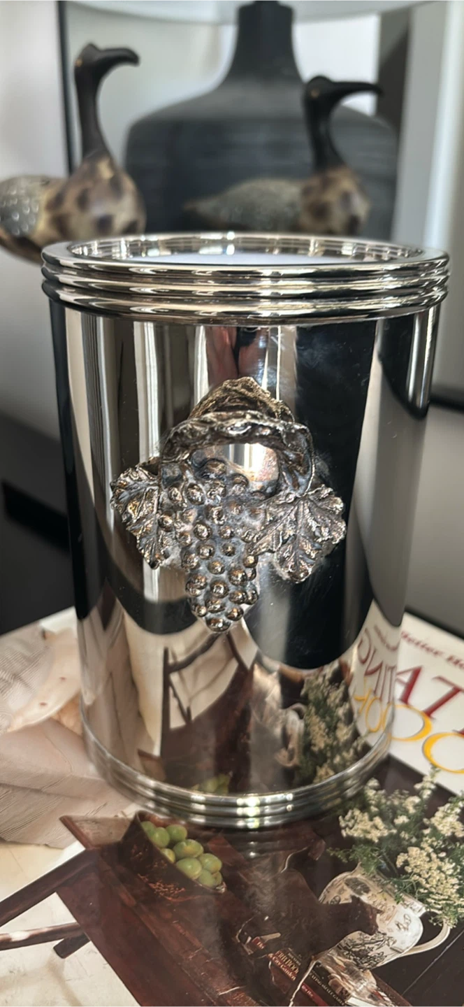 Silver Plated Ice Bucket with Grape Detail - photo 2