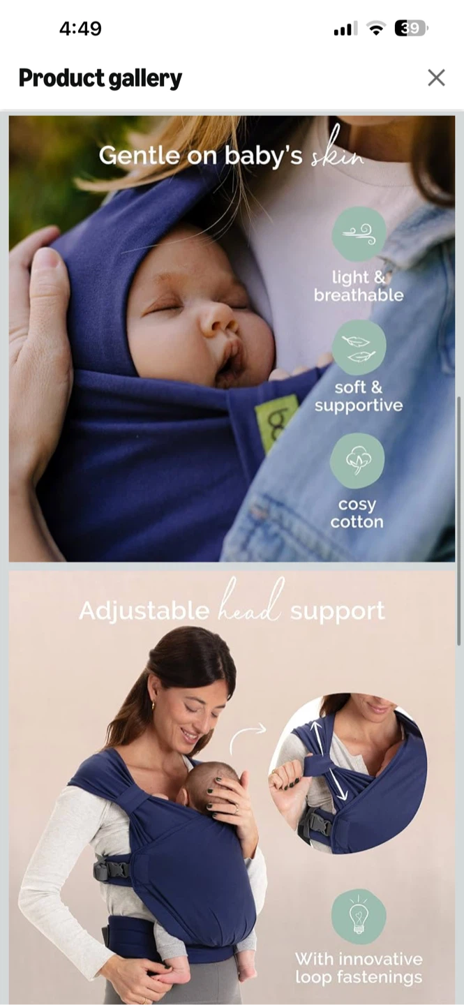 Boba Bliss Baby Wrap Carrier - Navy Blue - photo 3