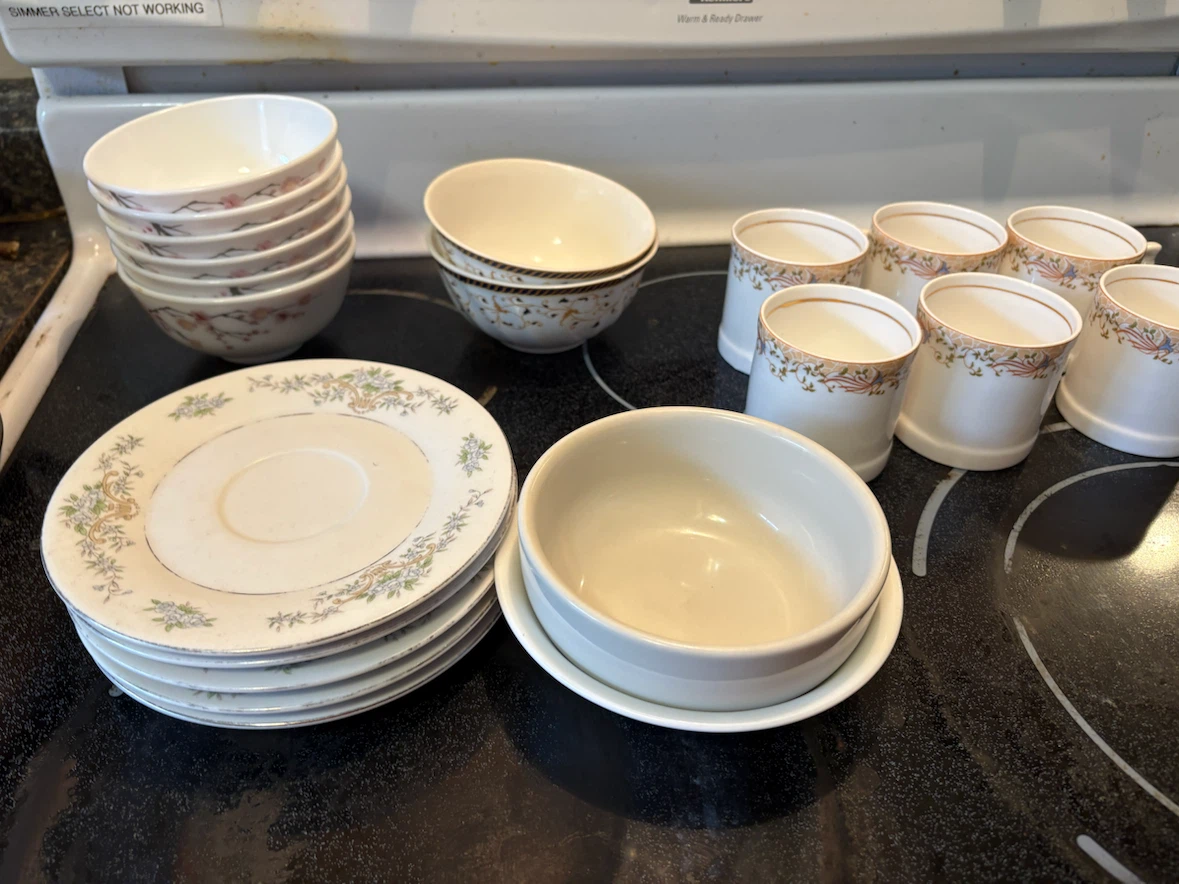 EMF Opal Glassware Bowls and Saucers