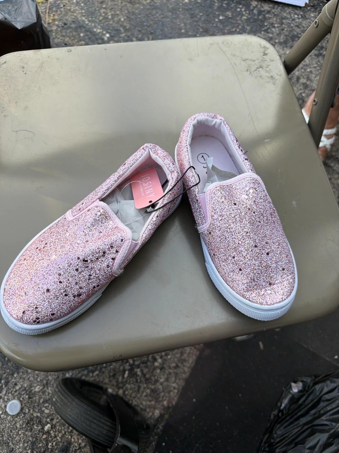 Josiny Pink Glitter Slip-On Shoes