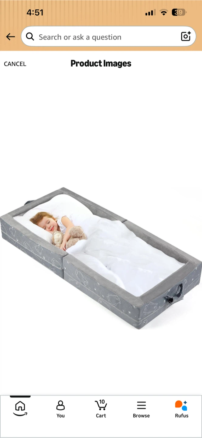 Compact Toddler Floor Bed with Washable Cover - Grey - photo 2