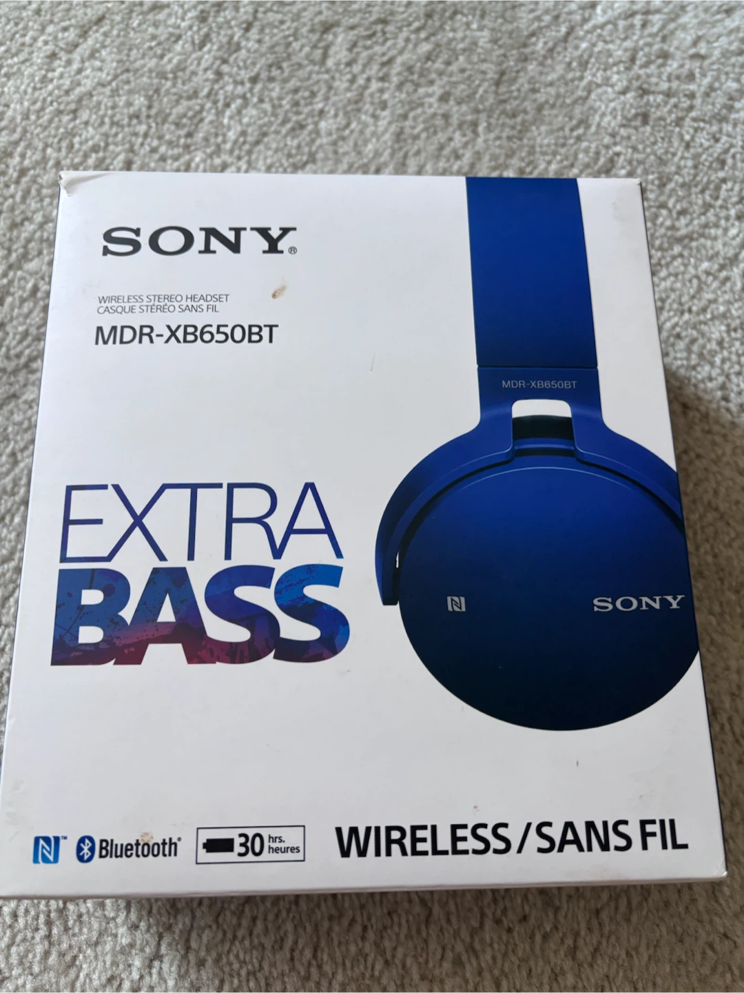 BNIB Sony MDR-XB650BT Wireless Extra Bass Headphones - Blue - photo 2