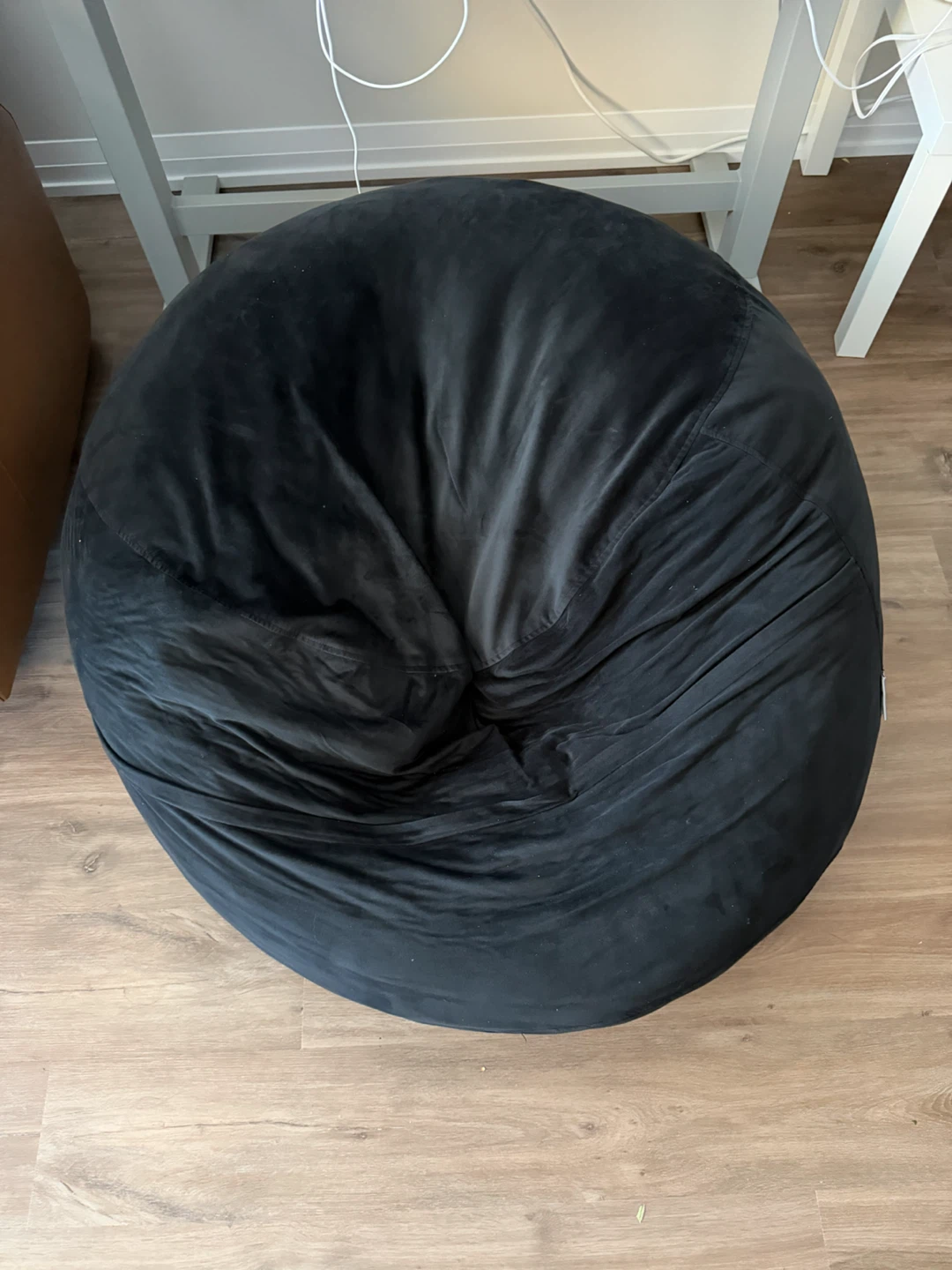 Black Velvet Bean Bag Chair - photo 2