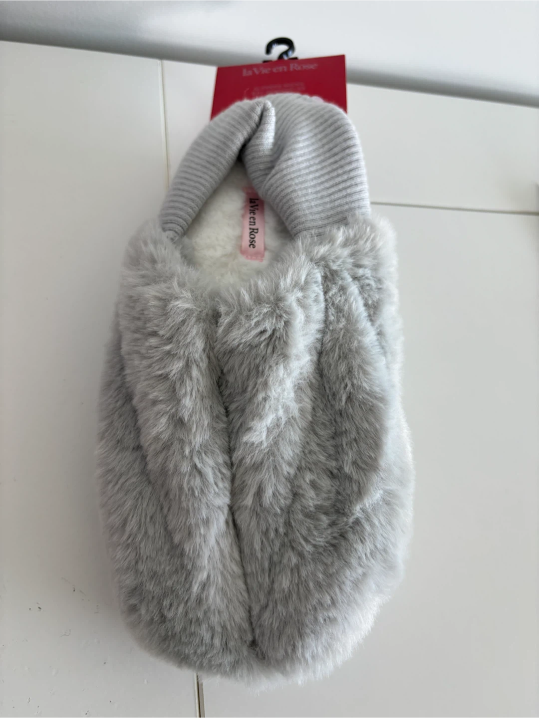 La Vie en Rose Grey Faux Fur Slippers - photo 2