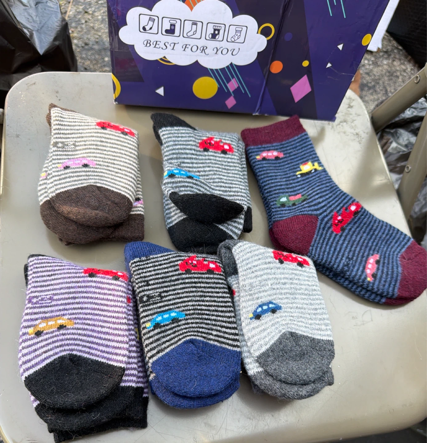 Kids Socks - 6 Pairs - Cars Pattern