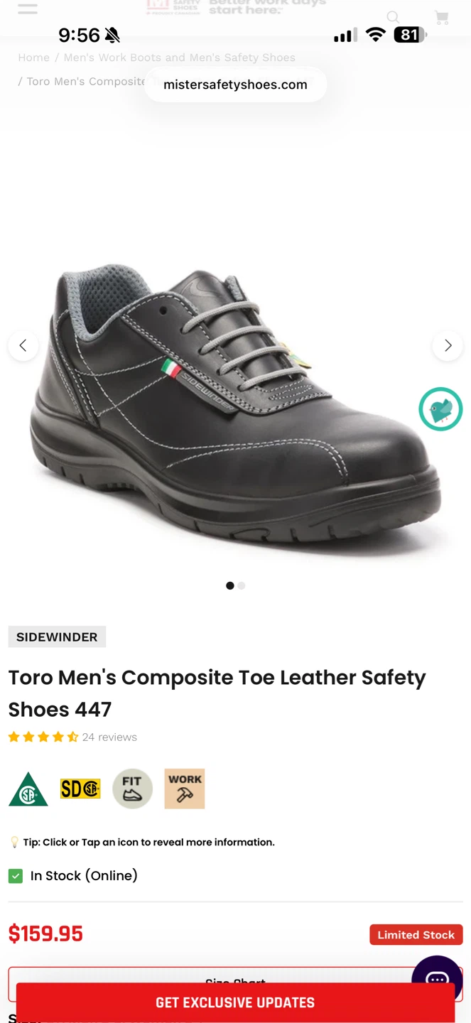 Sidewinder Toro Men's Composite Toe Leather Safety Shoes