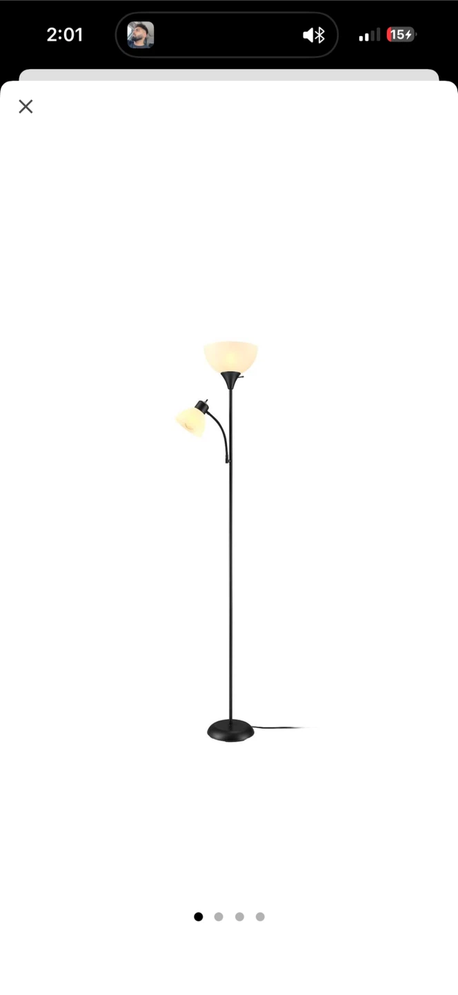 Black Floor Lamp with Reading Light
