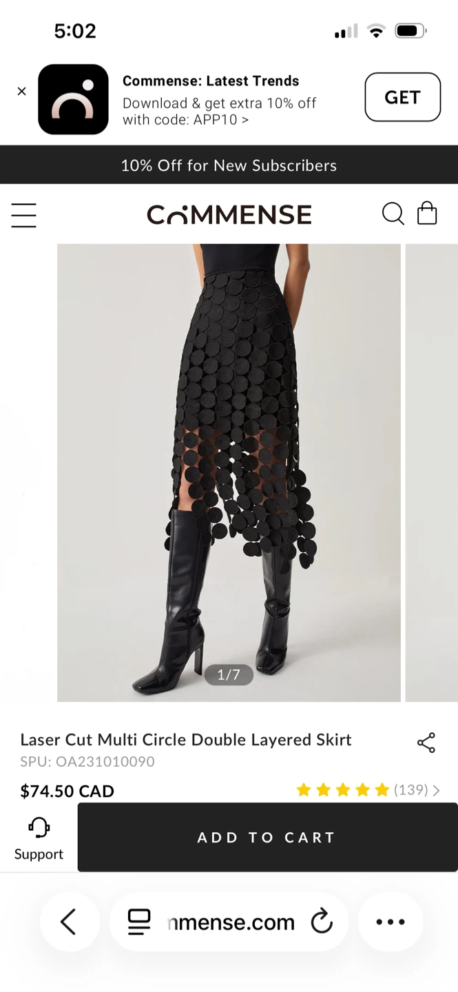 Commense Black Multi Circle Double Layered Skirt