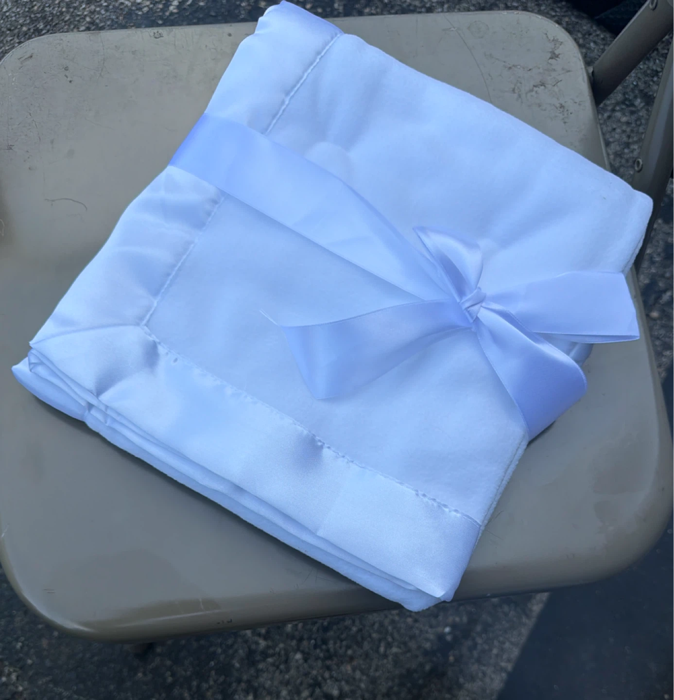White Receiving Blanket with Ribbon