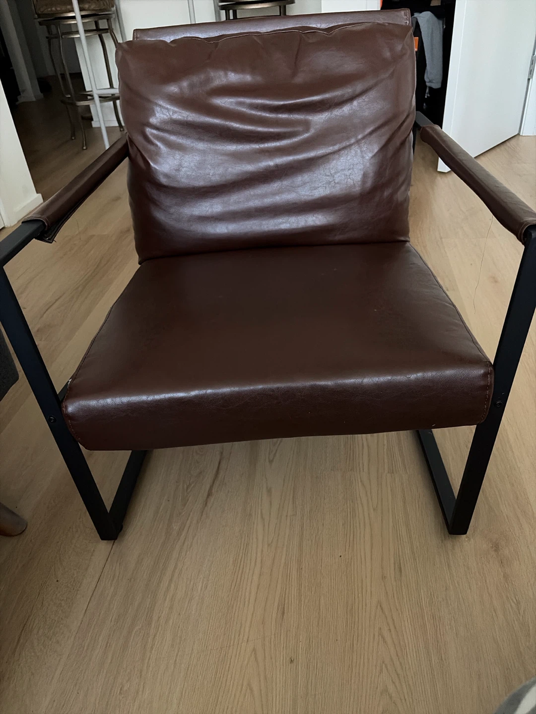 Brown Faux Leather Accent Chair
