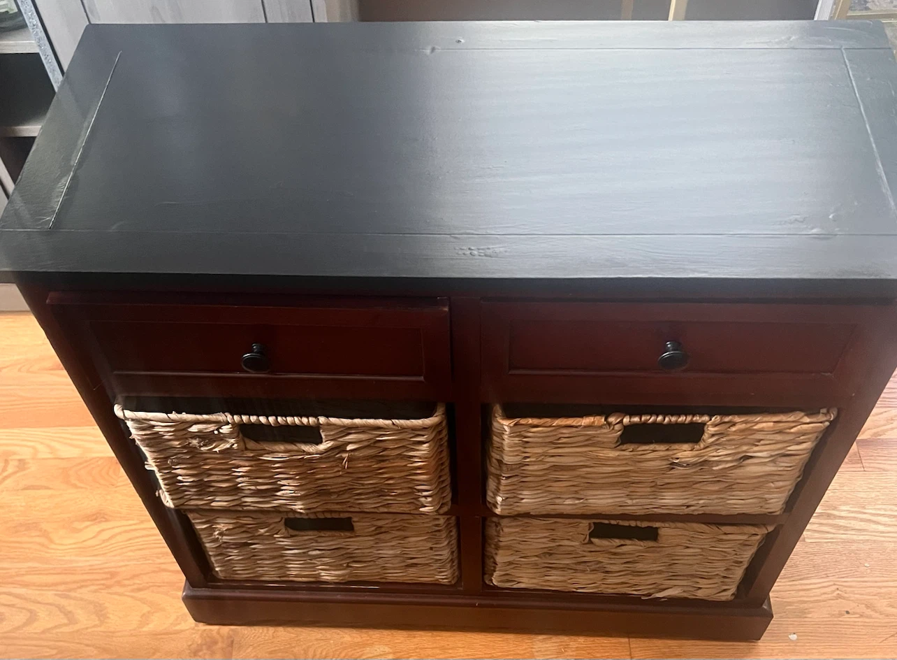 Wood Storage Cabinet with 4 Woven Baskets - photo 3