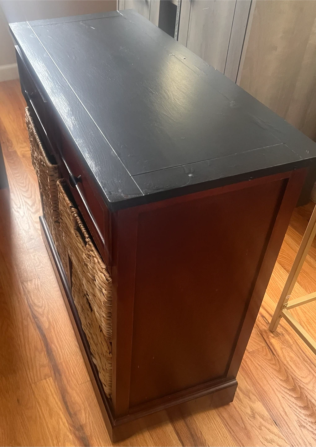 Wood Storage Cabinet with 4 Woven Baskets - photo 4