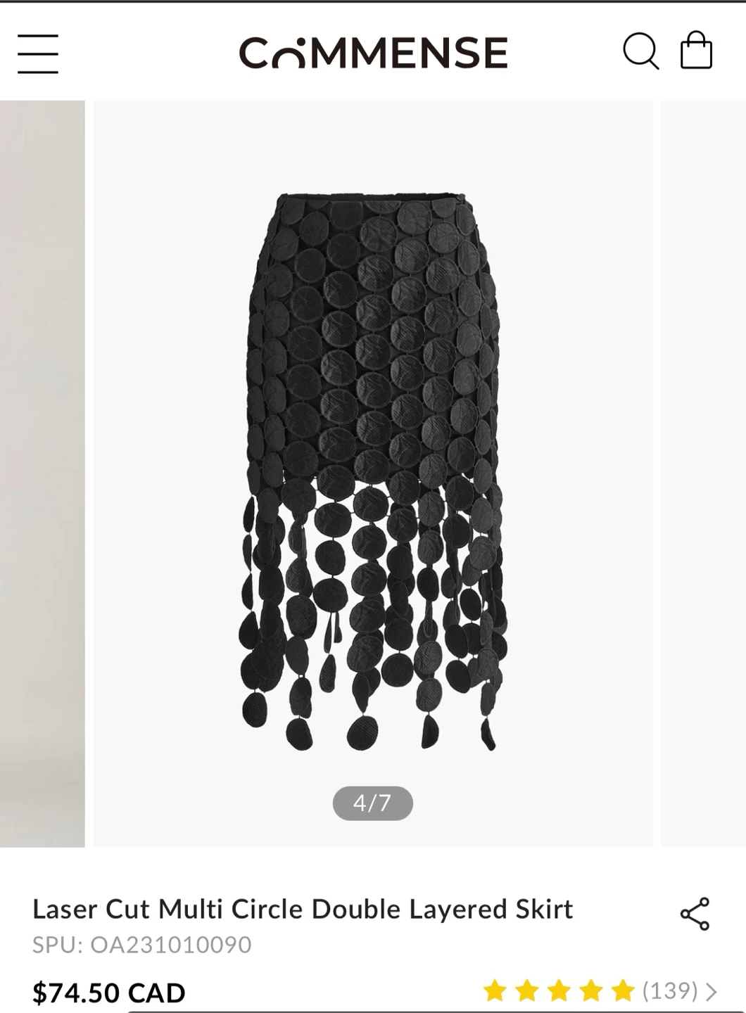 Commense Laser Cut Multi Circle Skirt Black