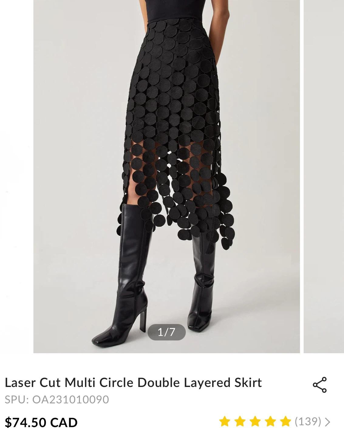 Commense Laser Cut Multi Circle Skirt Black - photo 3