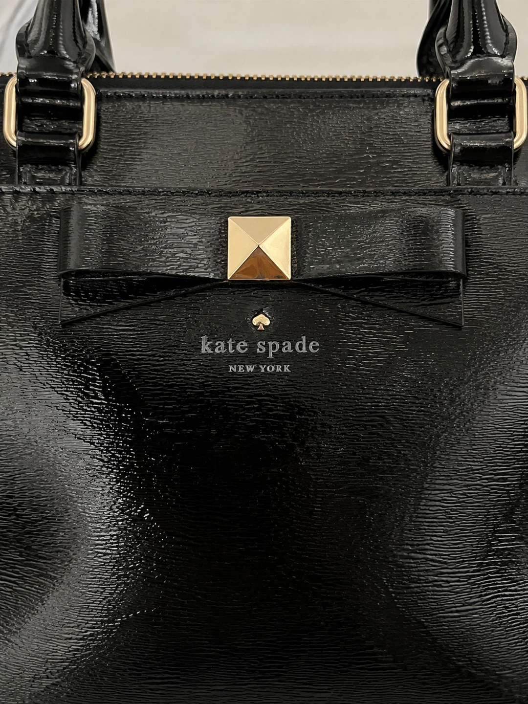 Kate Spade Black Patent Leather Bow Satchel Handbag - photo 4
