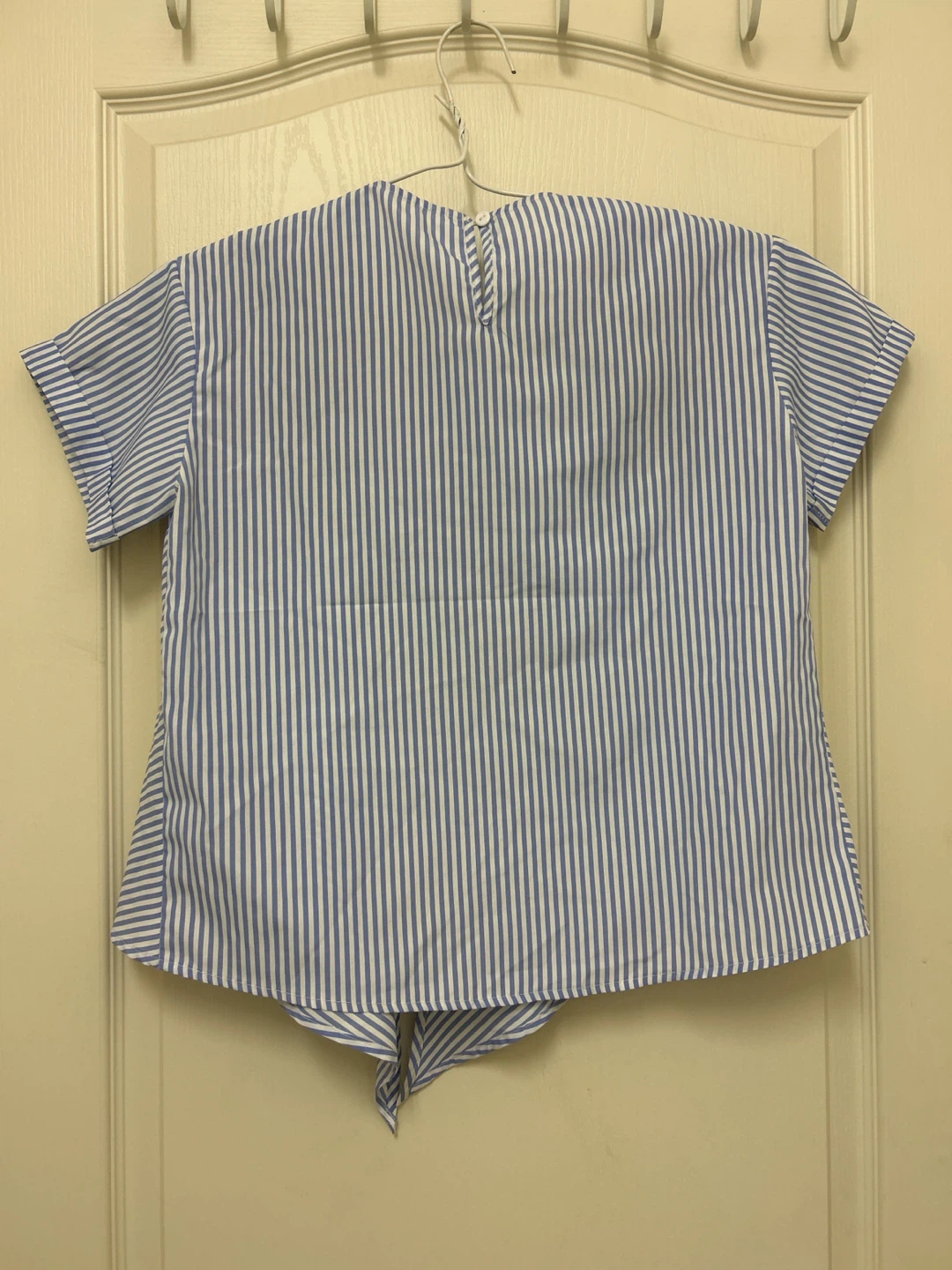 Striped Embroidered Short Sleeve Blouse - photo 2