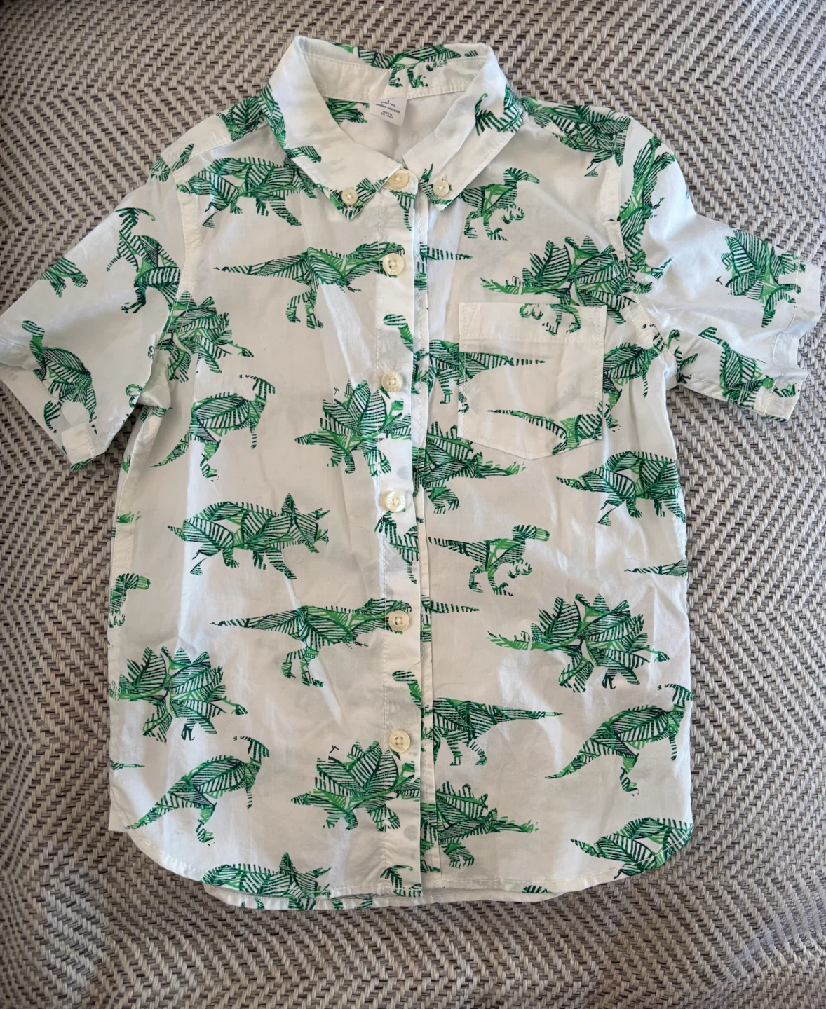 Baby Gap Dinosaur Print Short Sleeve Button-Up Shirt