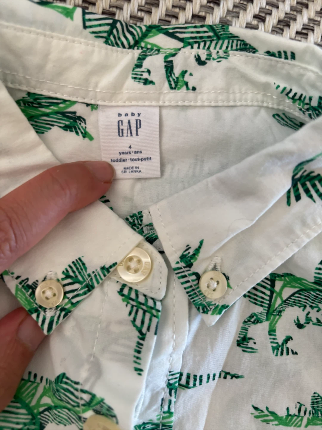 Baby Gap Dinosaur Print Short Sleeve Button-Up Shirt - photo 2
