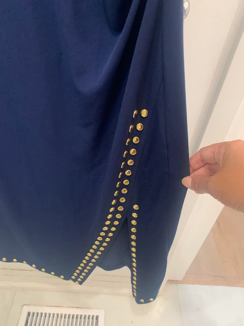 MICHAEL KORS Navy Blue Studded Sheath Dress - Size M - photo 3