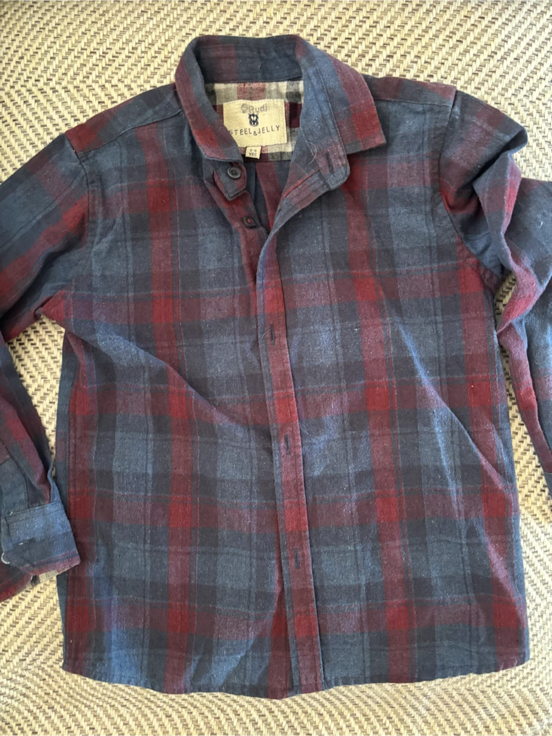 Steel & Jelly Plaid Flannel Shirt - Size 5-6 Yrs