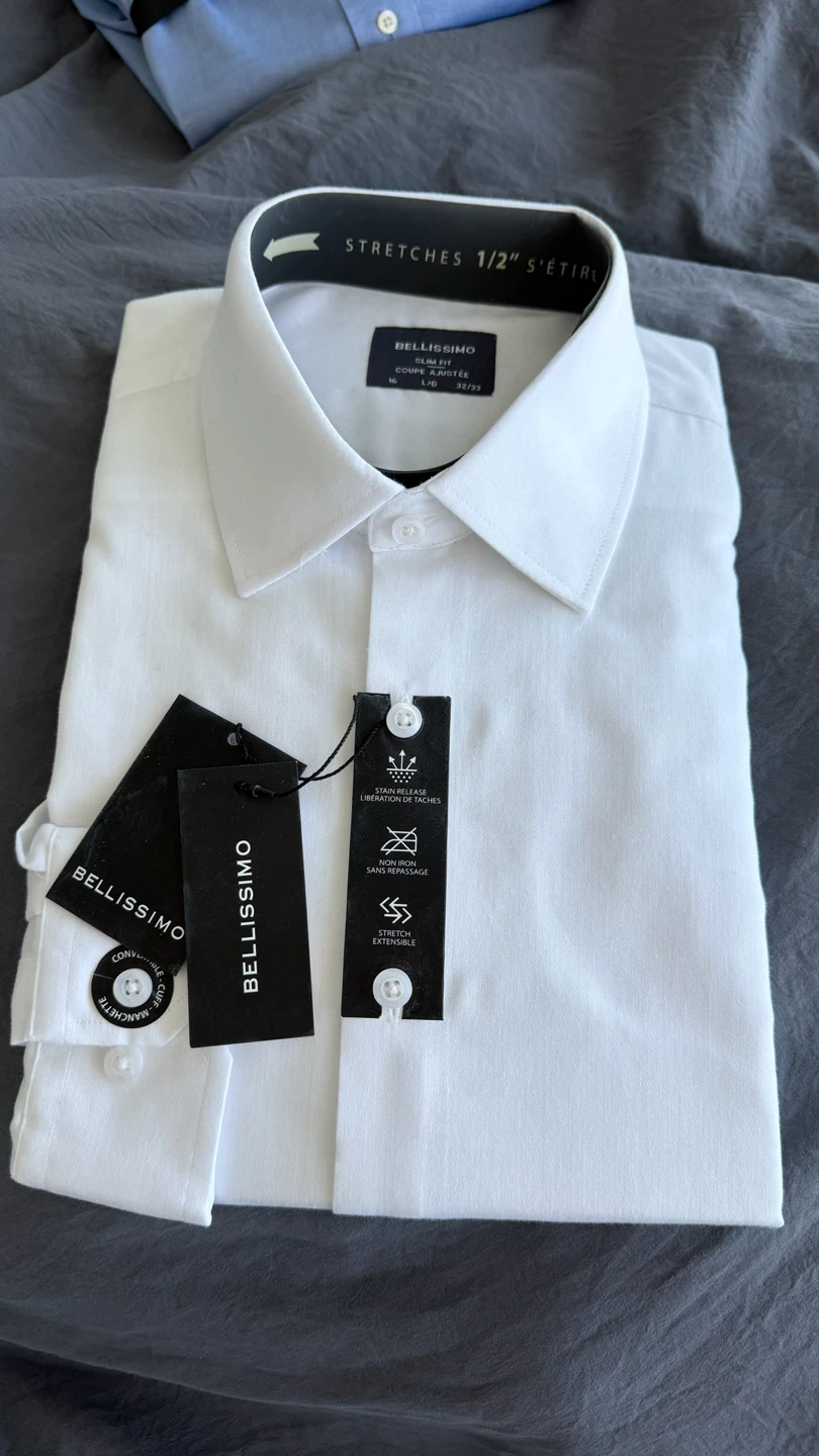 Bellissimo White Slim Fit Stretch Dress Shirt