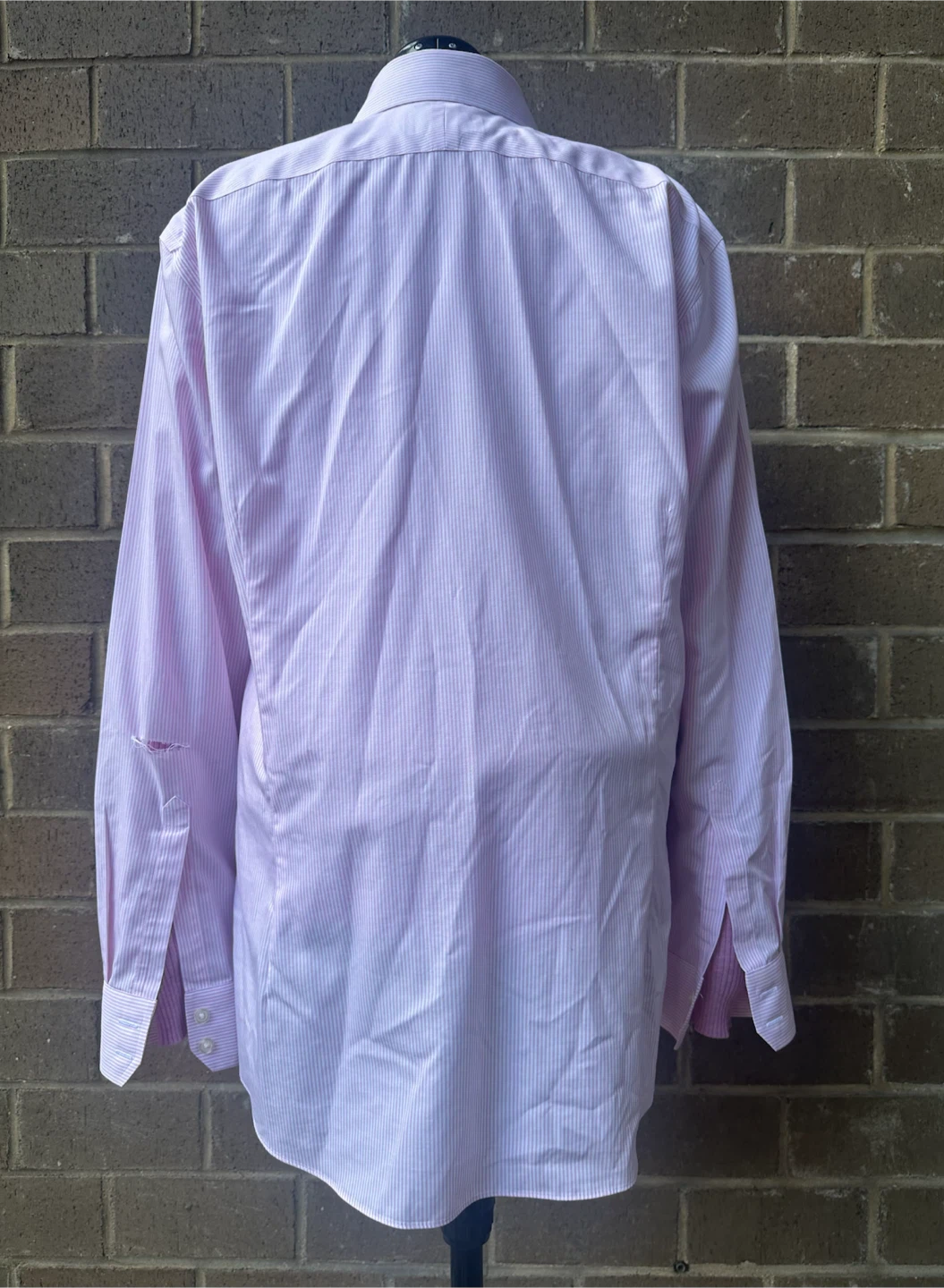 Charles Tyrwhitt Pink/White Stripe Shirt Sz 16.5/34 Torn Sleeve - photo 3