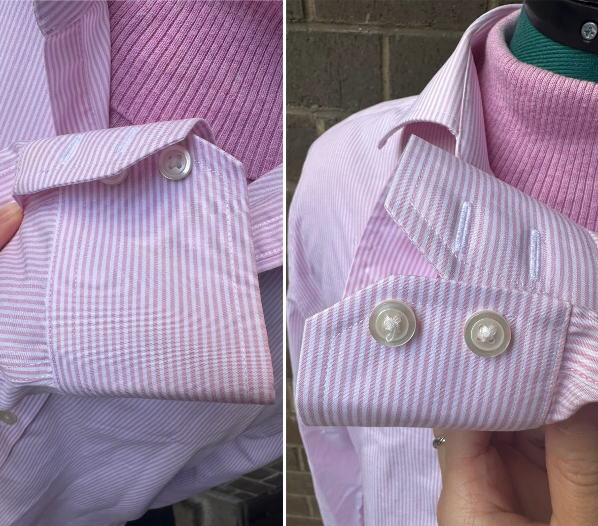 Charles Tyrwhitt Pink/White Stripe Shirt Sz 16.5/34 Torn Sleeve - photo 4