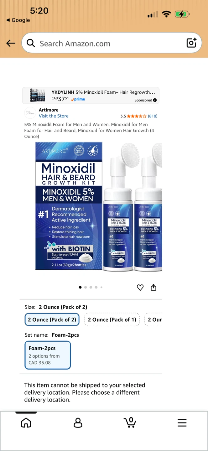 5% Minoxidil Foam for Men and Women, Minoxidil for hair growth