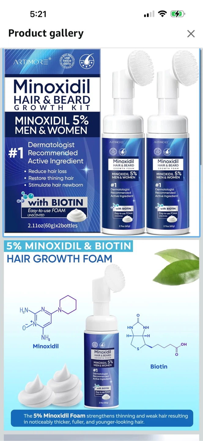 5% Minoxidil Foam for Men and Women, Minoxidil for hair growth - photo 2