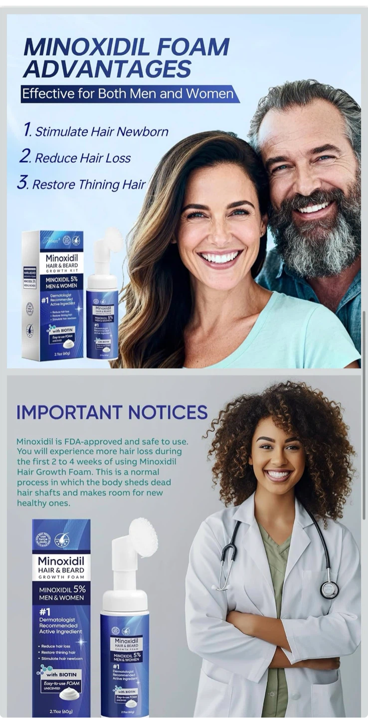5% Minoxidil Foam for Men and Women, Minoxidil for hair growth - photo 3