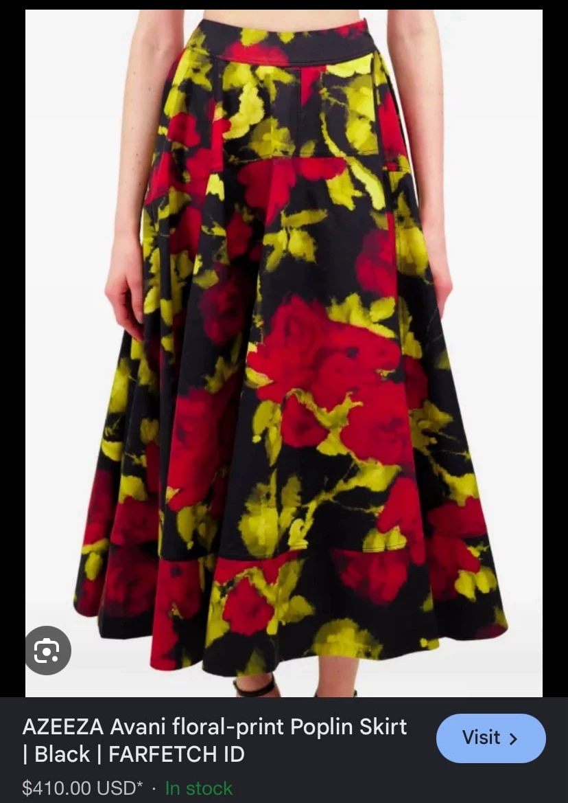 AZEEZA Avani Floral-print Poplin Skirt XL