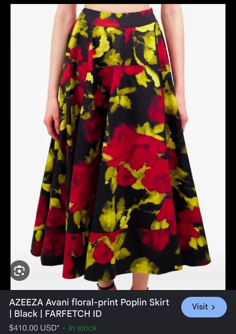 AZEEZA Avani Floral-print Poplin Skirt XL