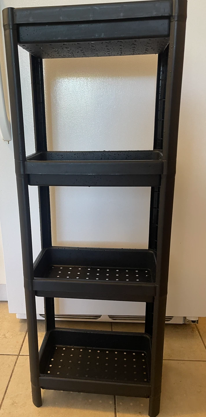 Black 4-Tier Plastic Shelf Unit