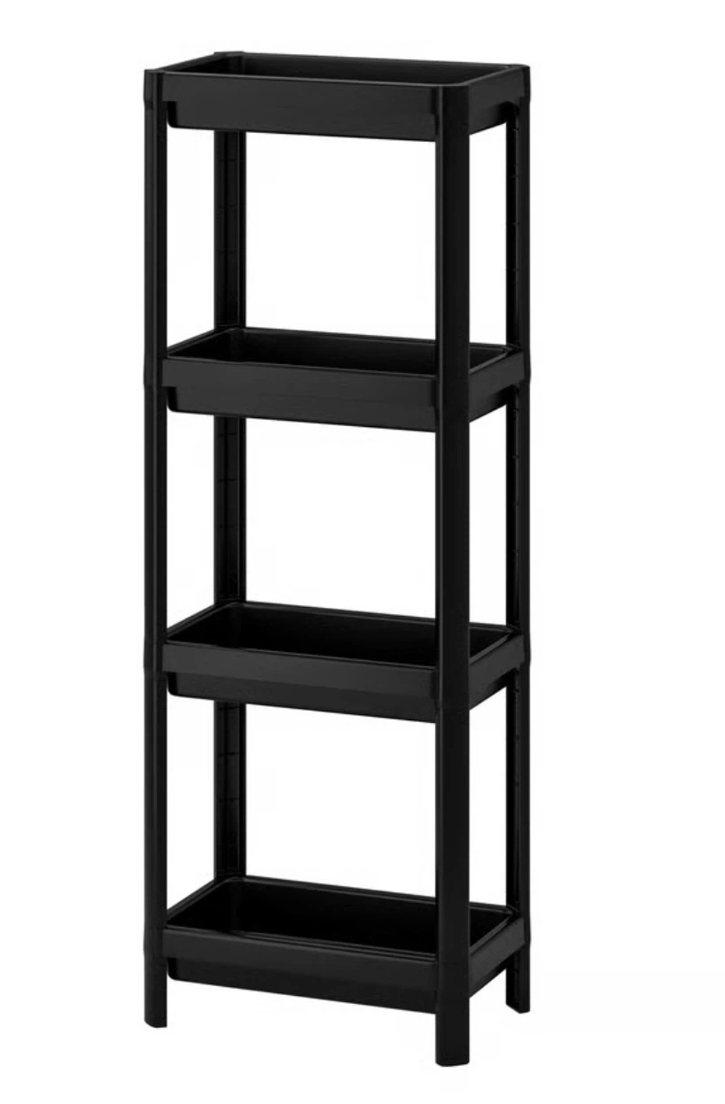 Black 4-Tier Plastic Shelf Unit - photo 2