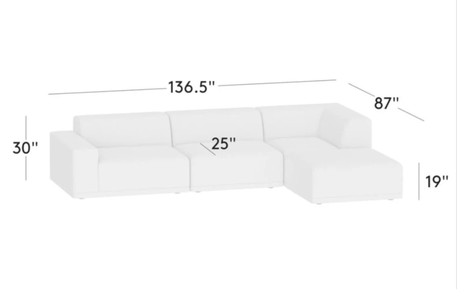 Cream Sectional Sofa with Ottoman - photo 4