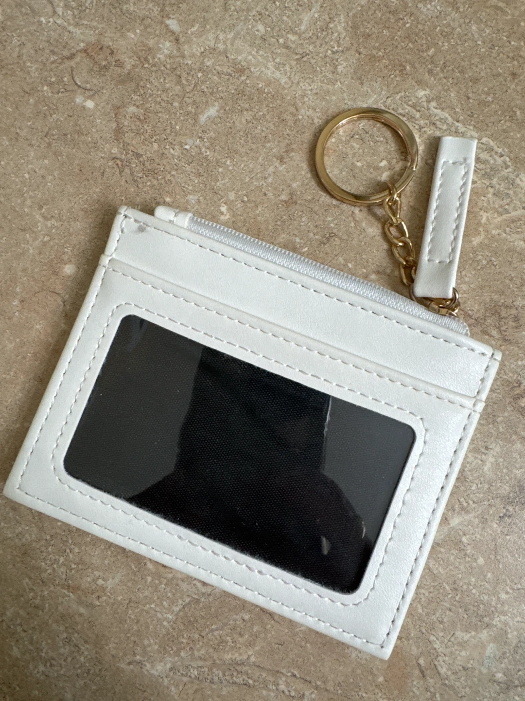 White Card Holder with Zipper Pocket and Keychain - photo 2
