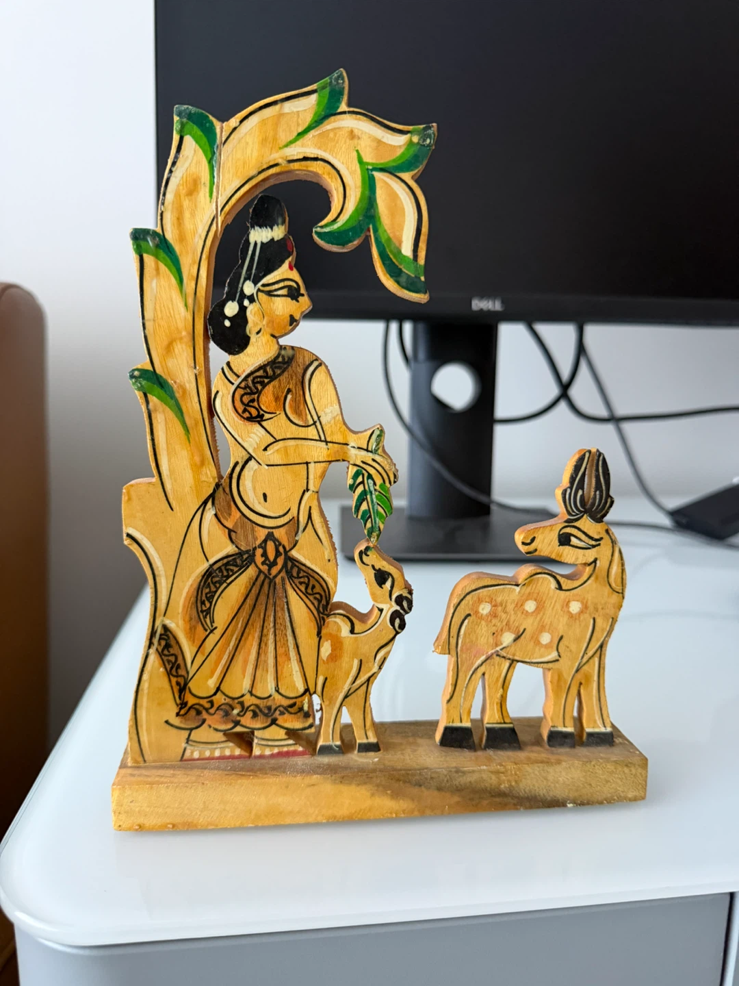 Wooden Figurine - Woman with Deer
