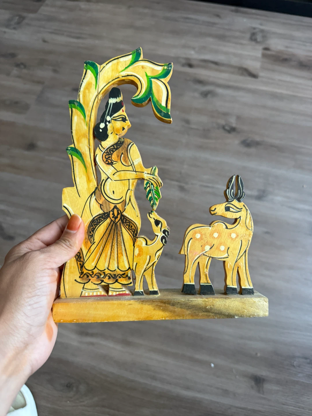 Wooden Figurine - Woman with Deer - photo 2