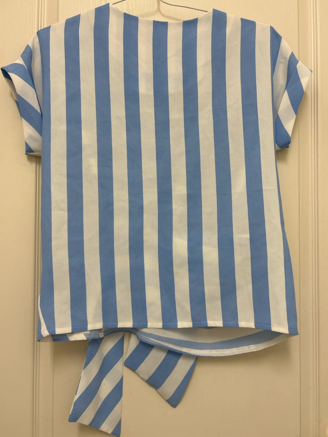 Blue and White Striped Wrap Top - photo 2